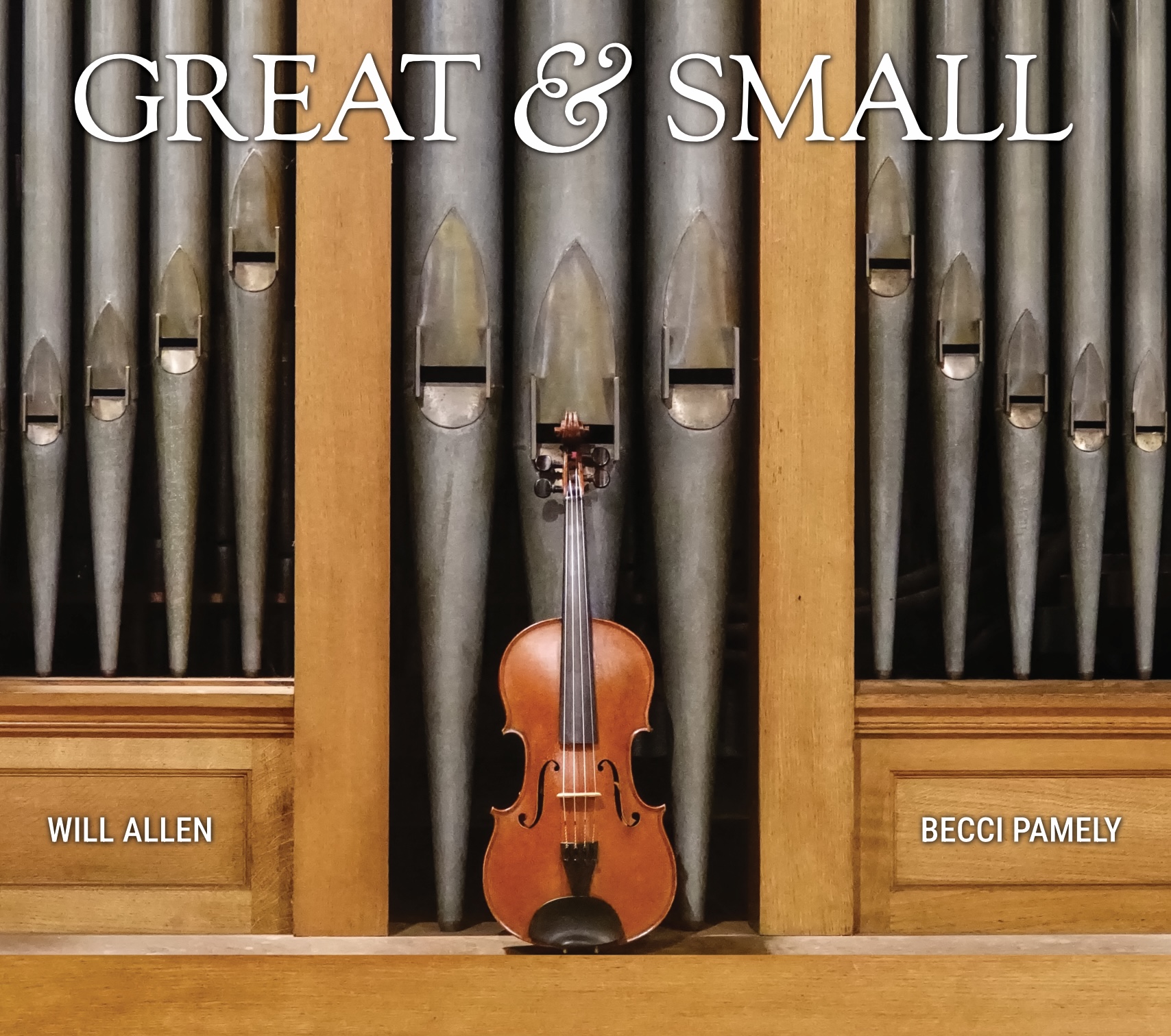 Home Great & Small album cover featuring organ pipes and a viola